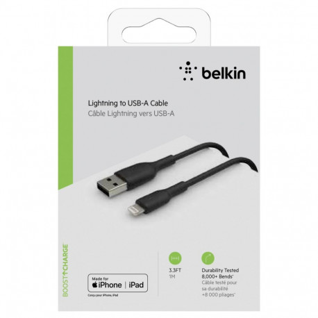 Belkin Lightning kaabel 1m, PVC, must, MFI sert.
