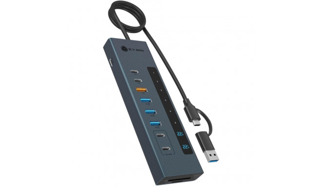 USB-hub IB-HUB1742CR-C2PD USB-A USB-C SD microSD, helesinine