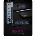 ICY BOX IB-HUB1742CR-C2PD, docking station light blue, USB-A, USB-C, SD, microSD