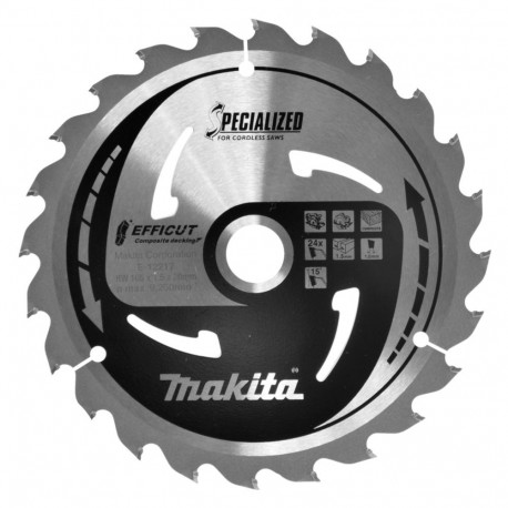 Kreissägeblatt EFFICUT E-12217, Ø 165mm, 24Z (Bohrung 20mm, für Akku-Sägen)
