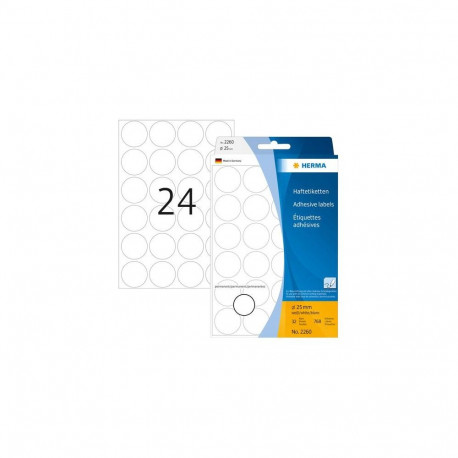 HERMA Multi-purpose labels/colour dots Ø 25 mm round white paper matt hand inscription 768 pcs.