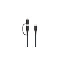 FIXED Braided Cable USB-C/USB-C, Lightning Adapter, 3m, MFi, PD 60W, gray