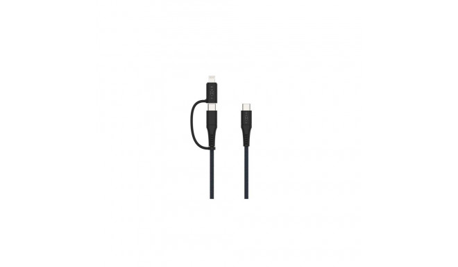 FIXED Braided Cable USB-C/USB-C, Lightning Adapter, 3m, MFi, PD 60W, gray