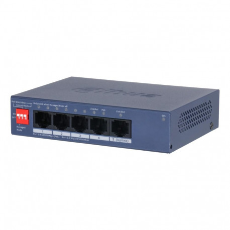 Switch|DAHUA|DH-CS4005-4ET1GT-36|Switch layer L2|4xRJ-45 ports|RJ-45 Ports Type Fast Ethernet (10/10