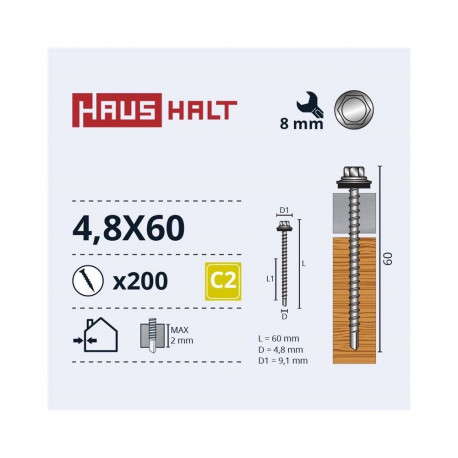 Isepuuriv kruvi 4,8X60 puidule EPDM ZN (200)