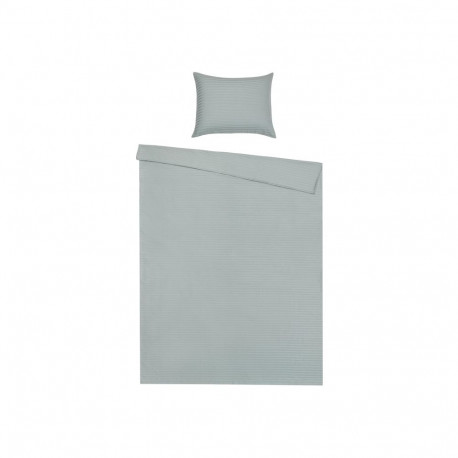 Triibuline roheline satiinist voodipesukomplekt 140x200