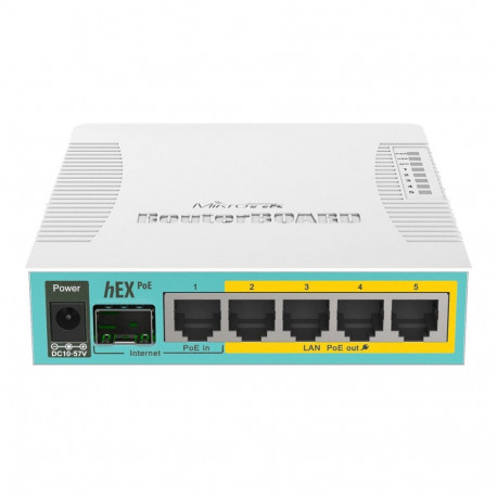 Mikrotik RB960PGS hEX PoE juhtmega Etherneti ruuter, CPU 800MHz, 128MB RAM, 16MB, 1xSFP, 5xGigabit L