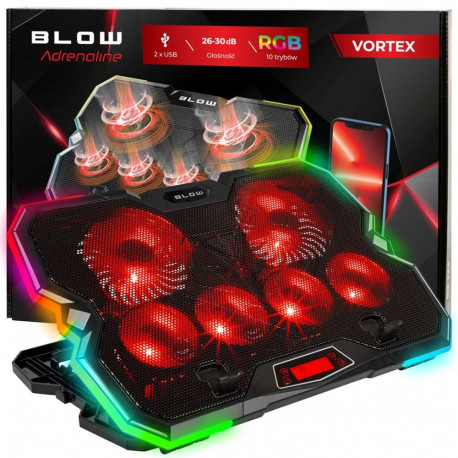 Laptop Cooling Pad - BLOW 6 FAN VORTEX RGB 650 RPM Up to 15.3 inches