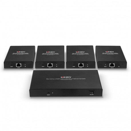 AV Splitter Extender - LINDY Cat.6 4 Port HDMI 4K60 & IR Splitter Extender, 70 m, Black