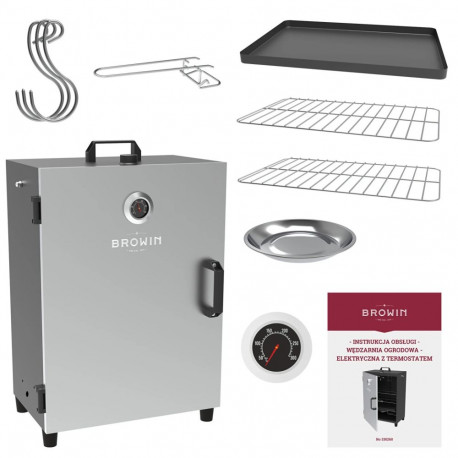 Browin 330260 electric smoker with thermostat, 1600W, 220-240V, 50Hz, IPX4, 0.8mm, 8kg/6kg, 3 grates