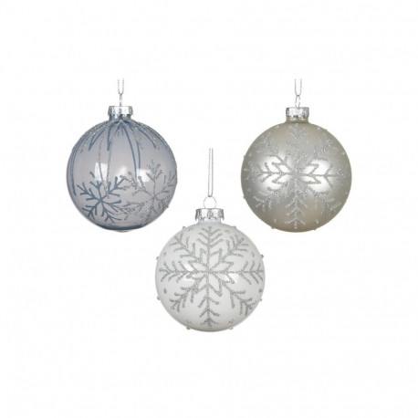 ORNAMENT GLASS SNOWFL D8CM