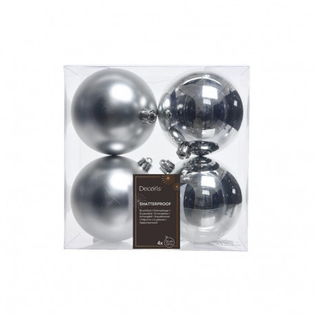 Hõbedased plastikust jõulukuulid D10CM 4tk
