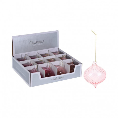 Roosa klaasist sibulakujuline jõulukuul 8cm ABR705160