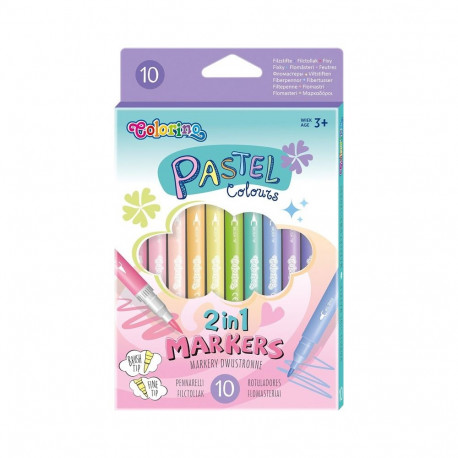 Kahepoolsed pastelsed markerid 10 värvi