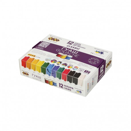 GOUACHE CLASSIC 12 COLOURSX20ML KIDSLINE