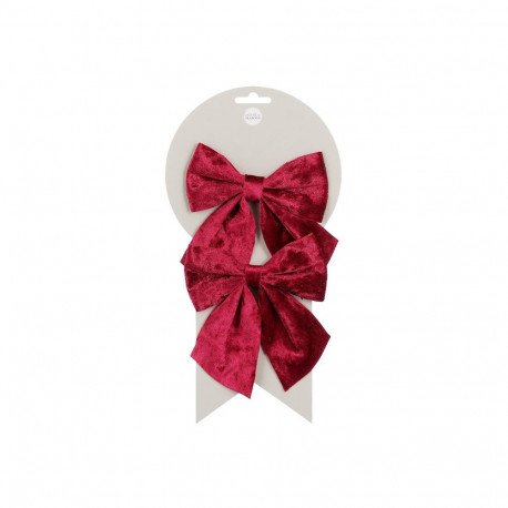 DECORATION BOW RED 2 PCS 12X13