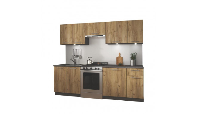 KITCHEN SET 2.4M ANTRACITE/OAK