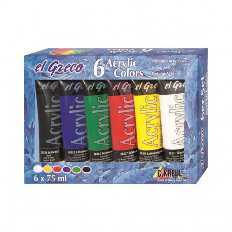 PAINT ACRYLIC 6 COLOURS 75ML 28260