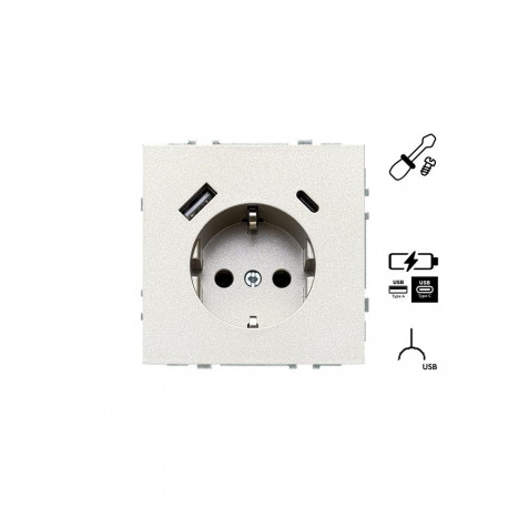 Pistikupesa USB A+C IUK-3-01.M/CH modernne kroom
