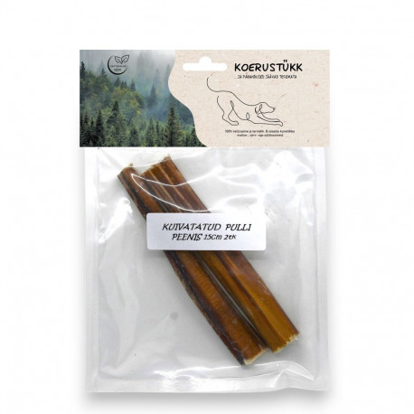 Koerustükk kuivatatud pulli peenis koerale 15cm 2tk