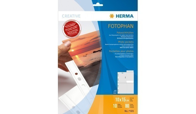 Herma photo sleeve 10x15cm vertical 10sh, white (7585)