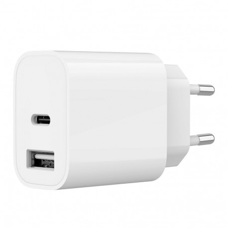 Universal charger USB-A+C, 2.4A, white