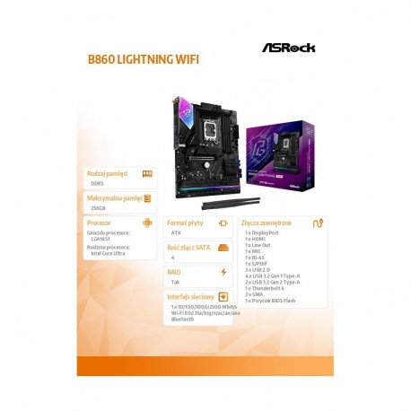 B860 LIGHTNING WIFI s1851 4DDR5 ATX emaplaat