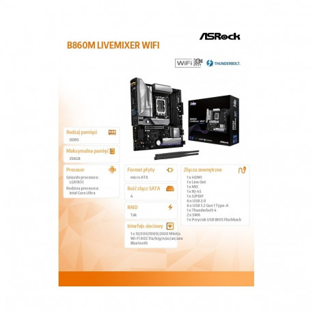 B860M LIVEMIXER WIFI s1 851 4DDR5 mATX emaplaat