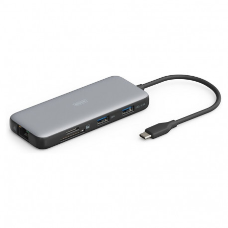 "Docking USB-C->HDMI,USB3.2,RJ45,SD,MicroSD,PD Alu si"