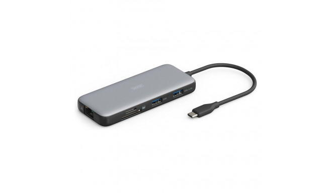 "Docking USB-C->HDMI,USB3.2,RJ45,SD,MicroSD,PD Alu si"