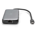 "Docking USB-C->HDMI,USB3.2,RJ45,SD,MicroSD,PD Alu si"