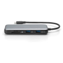"Docking USB-C->HDMI,USB3.2,RJ45,SD,MicroSD,PD Alu si"