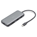 "Docking USB-C->HDMI,USB3.2,RJ45,SD,MicroSD,PD Alu si"