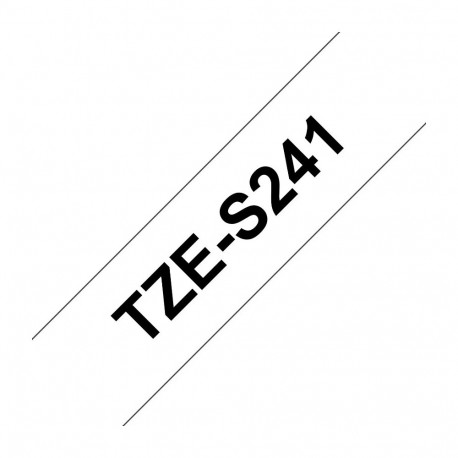 Brother TZES241 18mm 8m must valgel eriti tugeva liimiga eriteip etiketiprinterile