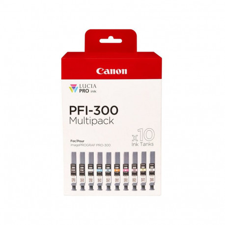 Canon PFI-300 10 tindiga komplekt MBK/PBK/C/M/Y/PC/PM/R/GY/CO