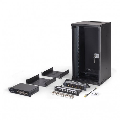 "DIGITUS 10"" Netzwerk-Set 12HE Wandgehuse und Zubehr schwarz"