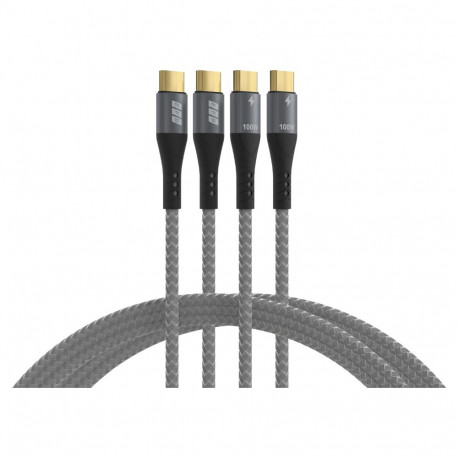 "EFB USB-C Kabelset 100W PD 3.0 5A E-Marker Chip 2x1m grau"