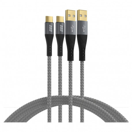 "EFB USB-A auf USB-C Kabelset 60W QC 3A 2x3m grau"