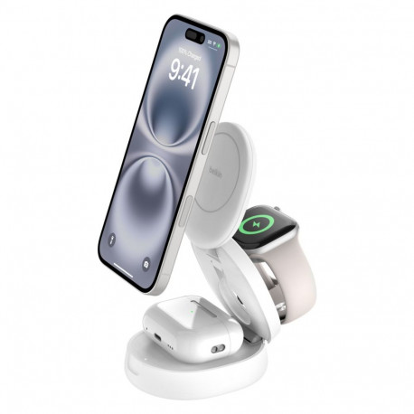 Belkin Boost Charge 3-in-1 kokkupandav magnetiline laadimisjaam Qi2 valge WIZ034kqWH