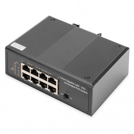 DIGITUS 7-port Gigabit tööstuslik PoE lüliti hallatavuseta + 1 PD port