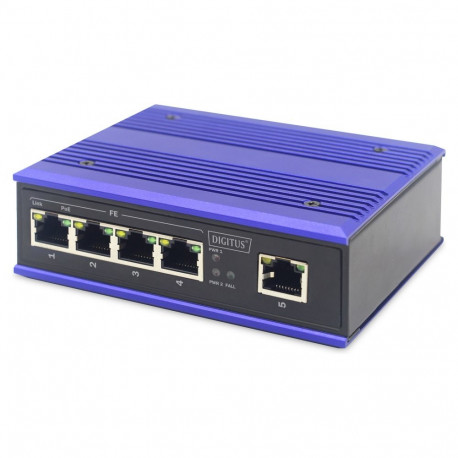 "DIGITUS 4-Port Fast Industrie PoE Switch Unmanaged + 1 RJ45 Uplink"