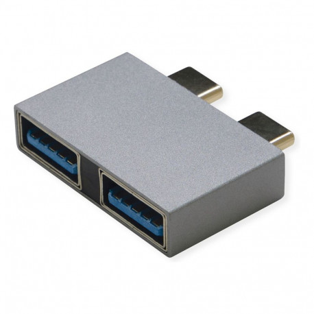 ROLINE USB 3.2 Gen 2 adapter, 2x USB Typ C - 2x Typ A, ST/BU, hõbedane