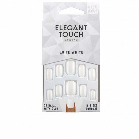 Elegant Touch küüned Polished Colour liimiga squoval, quite white
