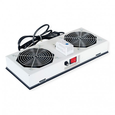 ROLINE 2 ventilaatoriga ventilaatorimoodul 19-tollisele seinakorpusele, hall, termostaat