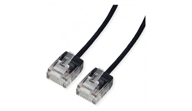 "ROLINE UTP DataCenter Patchkabel Cat.6A (Class EA), LSOH, slim, extra kurzer Stecker, schwarz, 5 m"