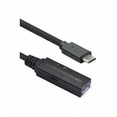 "ROLINE USB 3.2 Gen 1 Aktives Repeater Kabel, Typ A - C, schwarz, 10 m"