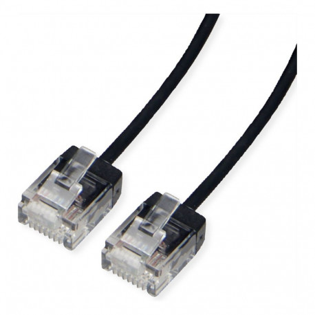 "ROLINE UTP DataCenter Patchkabel Cat.6A (Class EA), LSOH, slim, extra kurzer Stecker, schwarz, 2 m"