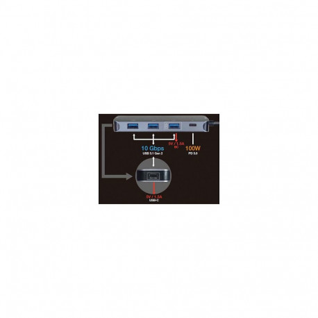 "ROLINE USB 3.2 Gen 2 Hub, 4fach, Typ-C-Anschlusskabel"