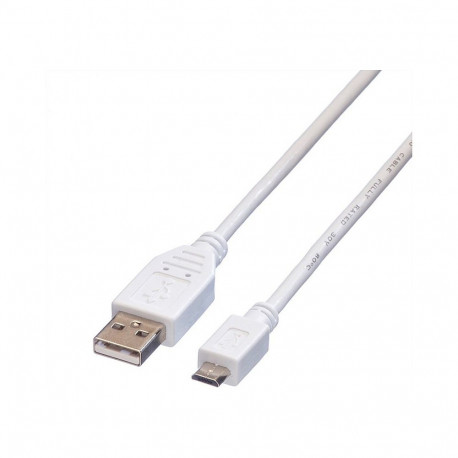"VALUE USB 2.0 Kabel, USB A ST - Micro USB B ST, wei, 0,15 m"