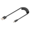 USB-A - USB-C spiraalkaabel, 1m